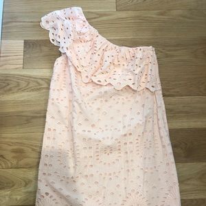 Loft eyelet off the shoulder dress